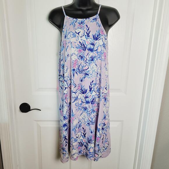 Lilly Pulitzer Dress Small Purple Margot Swing Floral Elephant Trunks In he Air - Picture 1 of 12